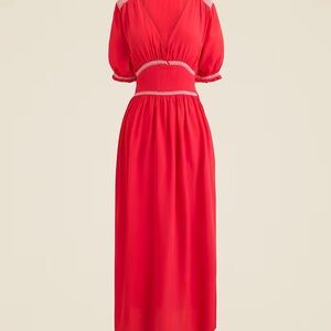 NWT J Crew Vibrant Red Midi Dress